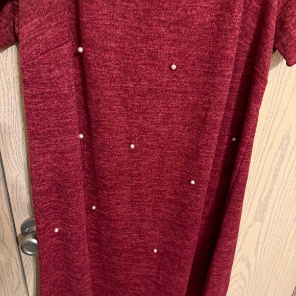 Tacera Women’s Dress, Burgundy with pearl accents, Size 1X - Picture 3 of 6
